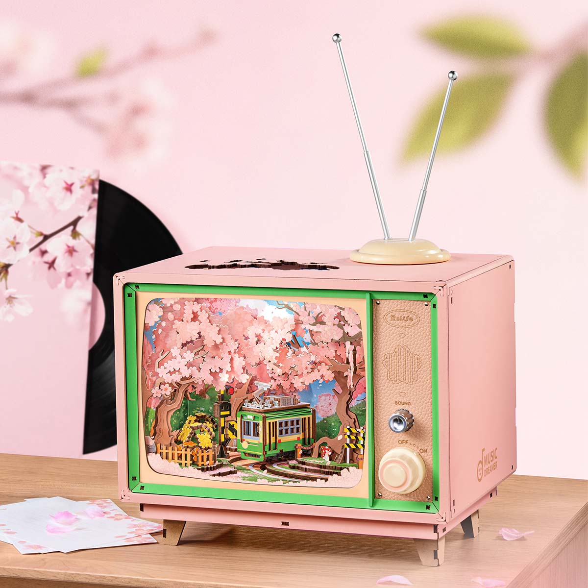 Cherry Blossom Train Music Box | 3D Puzzle